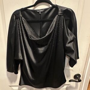 St. John Elegant Black Draped Blouse